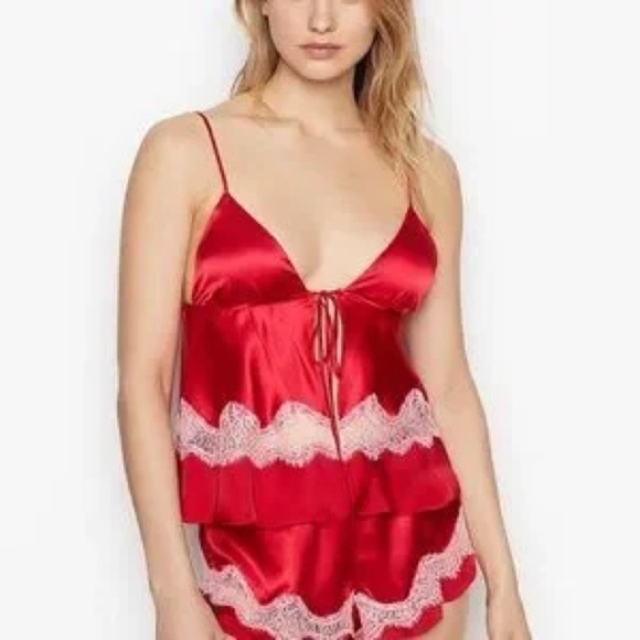 Victoria’s Secret| NEW VS 2-Piece Red Lace Trim Satin Cami Set Sz XL NWOT - Picture 7 of 7